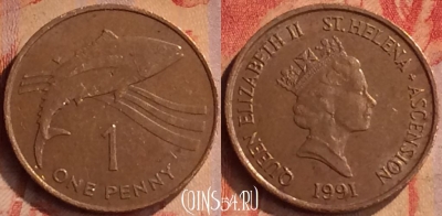 Острова Святой Елены и Вознесения 1 пенни 1991 г., 414-094