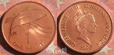 Острова Святой Елены и Вознесения 1 пенни 1997 г., UNC