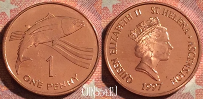 Острова Святой Елены и Вознесения 1 пенни 1997 г., UNC