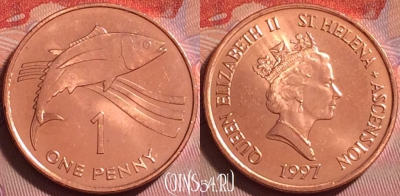 Острова Святой Елены и Вознесения 1 пенни 1997 г., UNC