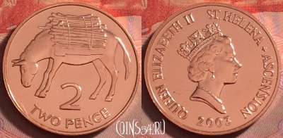 Острова Святой Елены и Вознесения 2 пенса 2003 г., UNC