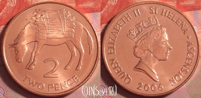 Острова Святой Елены и Вознесения 2 пенса 2006 г., 378j-063  ♛