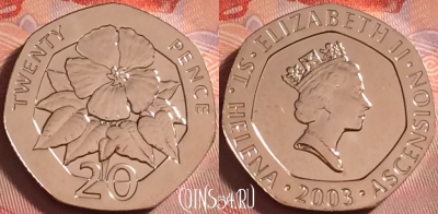 Острова Святой Елены и Вознесения 20 пенсов 2003 г., ♛