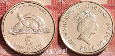 Острова Святой Елены и Вознесения 5 пенсов 2006 г., UNC