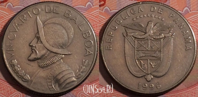 Панама 1/4 бальбоа 1996 года, KM# 128, 183-061