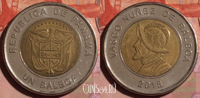 Панама 1 бальбоа 2018 года, KM# 141, 126c-043