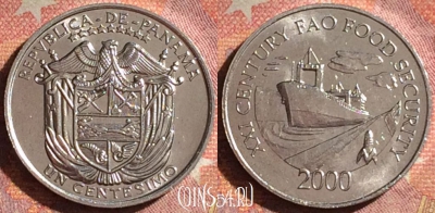 Панама 1 сентесимо 2000 года, KM# 132, UNC, 065i-111