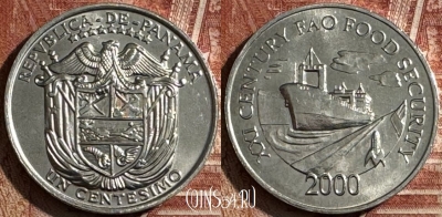 Панама 1 сентесимо 2000 года, KM# 132, UNC, s505s-122