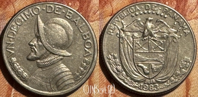 Панама 1/10 бальбоа 1983 года, KM# 10, s502s-040