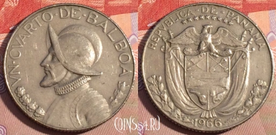 Панама 1/4 бальбоа 1966 года, KM# 11.2a, 091c-116
