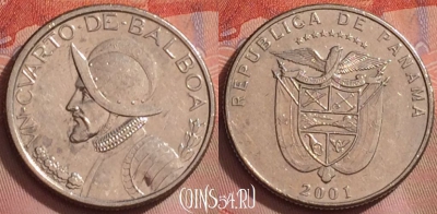 Панама 1/4 бальбоа 2001 года, KM# 128, 275k-046