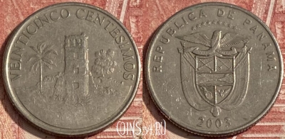 Панама 25 сентесимо 2003 года, KM# 135, 276r-133 ♛