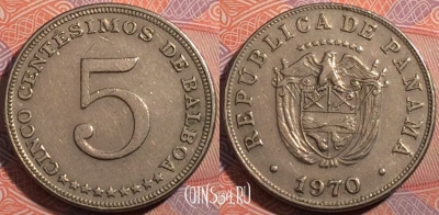 Панама 5 сентесимо 1970 года, KM# 23.2, 183-111
