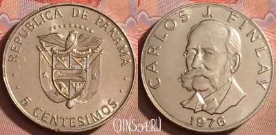 Панама 5 сентесимо 1976 года, KM# 35, UNC, 101l-101
