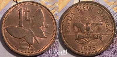 Папуа Новая Гвинея 1 тойя 1975 года, KM# 1, 193-053