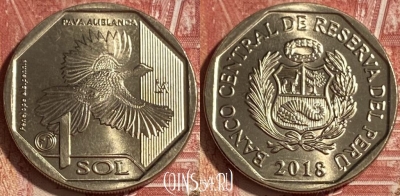 Перу 1 соль 2018 года, Белокрылый гуан, 466q-446