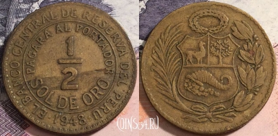 Перу 1/2 соль 1948 года, KM# 220, a088-021