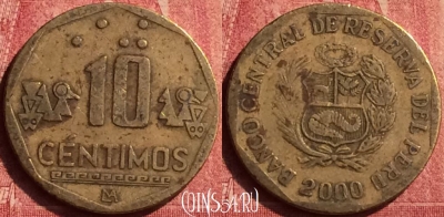 Перу 10 сентимо 2000 года, KM# 305, 441-144