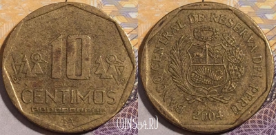 Перу 10 сентимо 2004 года, KM# 305.4, 195-065