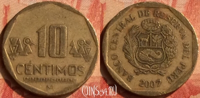 Перу 10 сентимо 2007 года, KM# 305.4, 048n-064