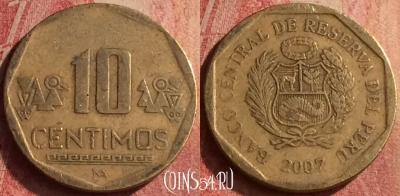 Перу 10 сентимо 2007 года, KM# 305.4, 422n-090