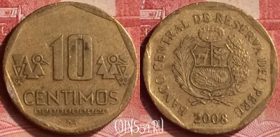 Перу 10 сентимо 2008 года, KM# 305.4, 296l-082