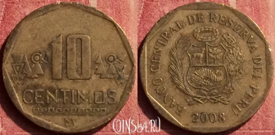 Перу 10 сентимо 2008 года, KM# 305.4, 442-008