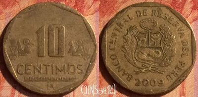 Перу 10 сентимо 2009 года, KM# 305.4, 092o-103