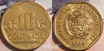 Перу 10 сентимо 2014 года, KM# 305.4, a067-002