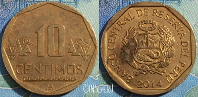 Перу 10 сентимо 2014 года, KM# 305.4, a108-130