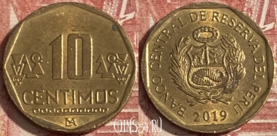 Перу 10 сентимо 2019 года, KM# 305.4, 363r-010 ♛