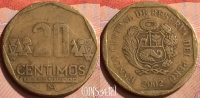 Перу 20 сентимо 2002 года, KM# 306.4, 232n-078