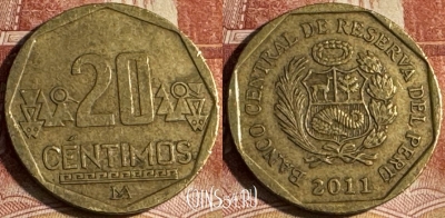 Перу 20 сентимо 2011 года, KM# 306.4, s185t-117