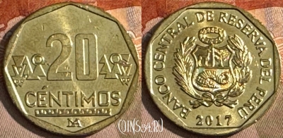 Перу 20 сентимо 2017 года, KM# 306.4, s198t-029