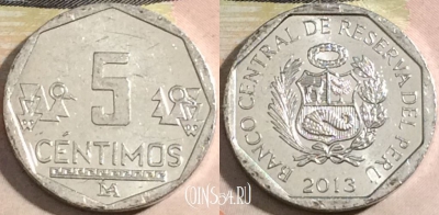 Перу 5 сентимо 2013 года, KM# 304.4a, a112-025