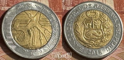 Перу 5 солей 2018 года, KM# 402, 095t-122 ♛
