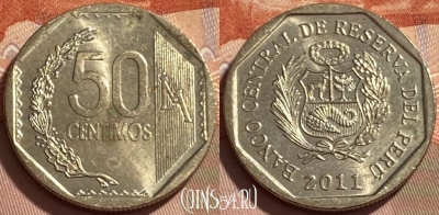 Перу 50 сентимо 2011 года, KM# 307.4, 495р-016
