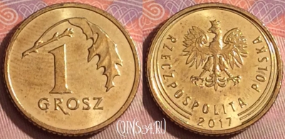 Польша 1 грош 2017 года, 241k-090