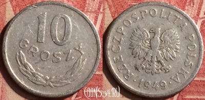 Польша 10 грошей 1949 года, Y# 42a, 197n-049