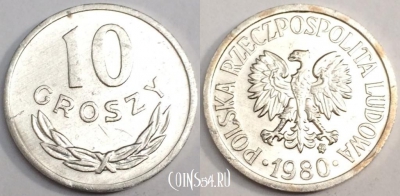 Польша 10 грошей 1980 года, см. состояние, 78-061b