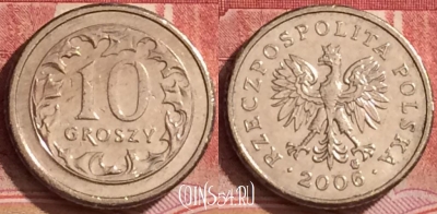 Польша 10 грошей 2006 года, Y# 279, 378k-138