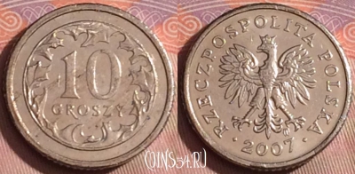 Польша 10 грошей 2007 года, Y# 279, 244k-165