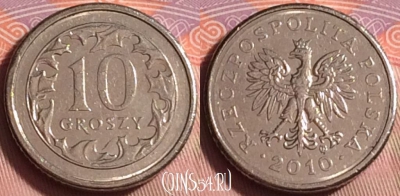 Польша 10 грошей 2010 года, Y# 279, 224k-137