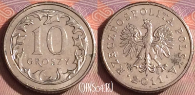 Польша 10 грошей 2011 года, Y# 279, 246k-084