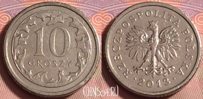 Польша 10 грошей 2013 года, Y# 279, 225k-009