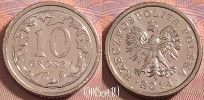 Польша 10 грошей 2014 года, Y# 279, UNC, 106k-058