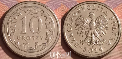 Польша 10 грошей 2014 года, Y# 279, 256k-034