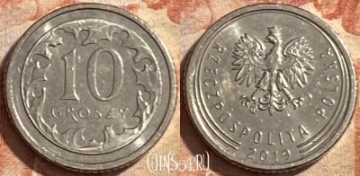 Польша 10 грошей 2019 года, Y# 971, 488р-131