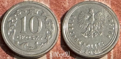 Польша 10 грошей 2021 года, 100s-092 ♛
