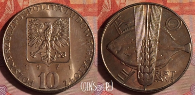 Польша 10 злотых 1971 года, Y# 63, 097f-062